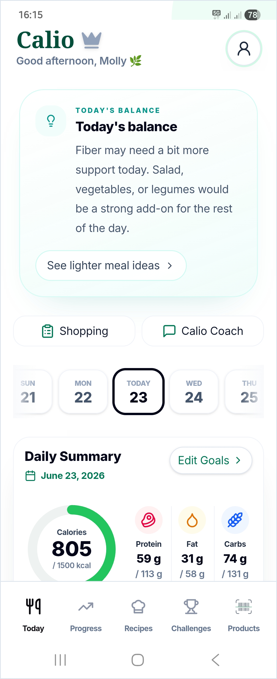 Calio app screenshot