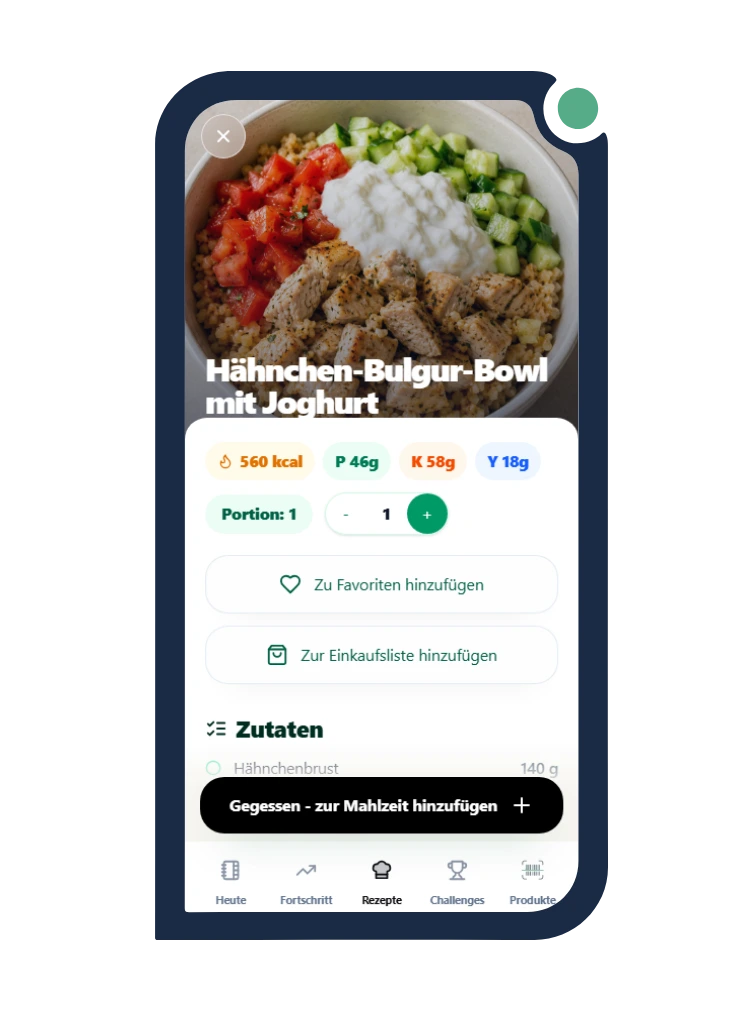 Calio recipe detail screen