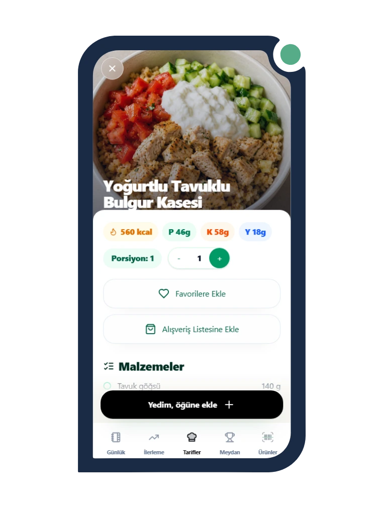 Calio recipe detail screen